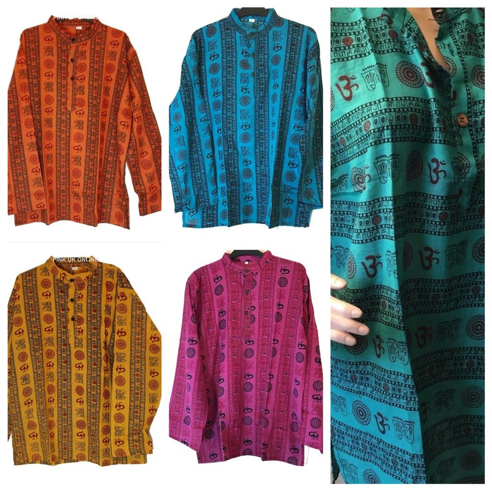 OM Cotton Tops Kurta Tunic Unisex India Hindu Print
